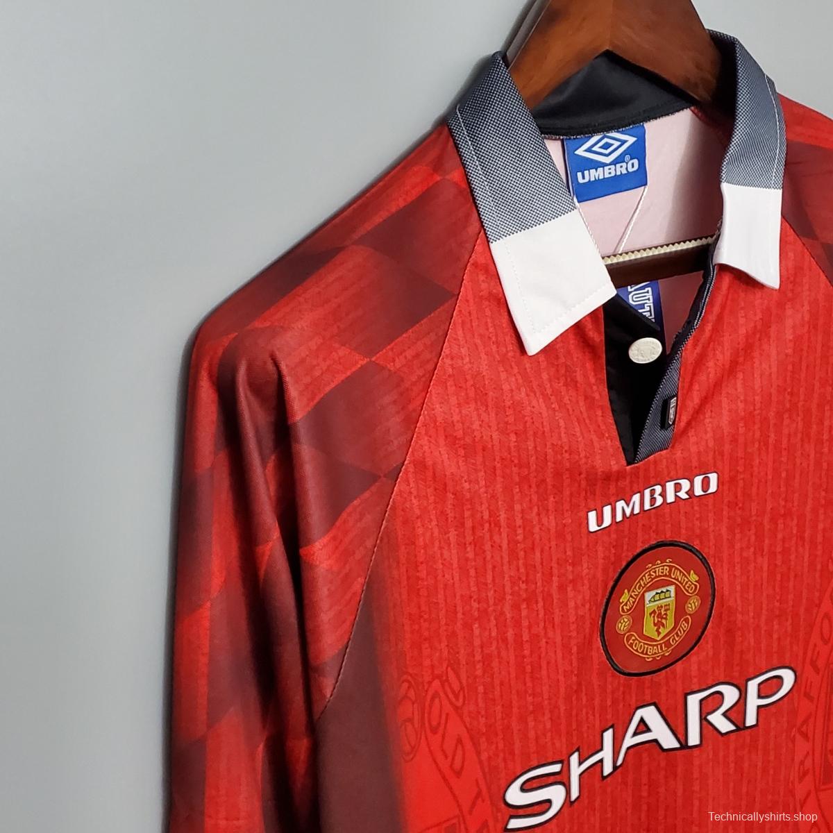 Retro Long Sleeve 96/97 Manchester United Home Soccer Jersey