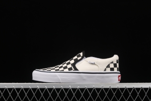 Vans Asher black and white checkerboard plaid Loafers Shoes retro low upper canvas casual shoes VN000SEQIPD