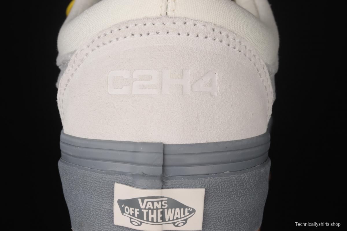 C2H4 x Vans RelicStone white and blue side striped low-top casual board shoes VN0A7Q2J628