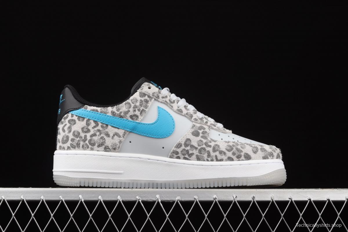 NIKE Air Force 1 Low Leopard gray, white and blue leopard print low-top casual board shoes DDJ6192-001