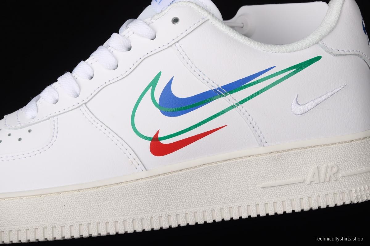 NIKE Air Force 1 Low Multi Swoosh all-white colorful low-top casual board shoes DM9096-101