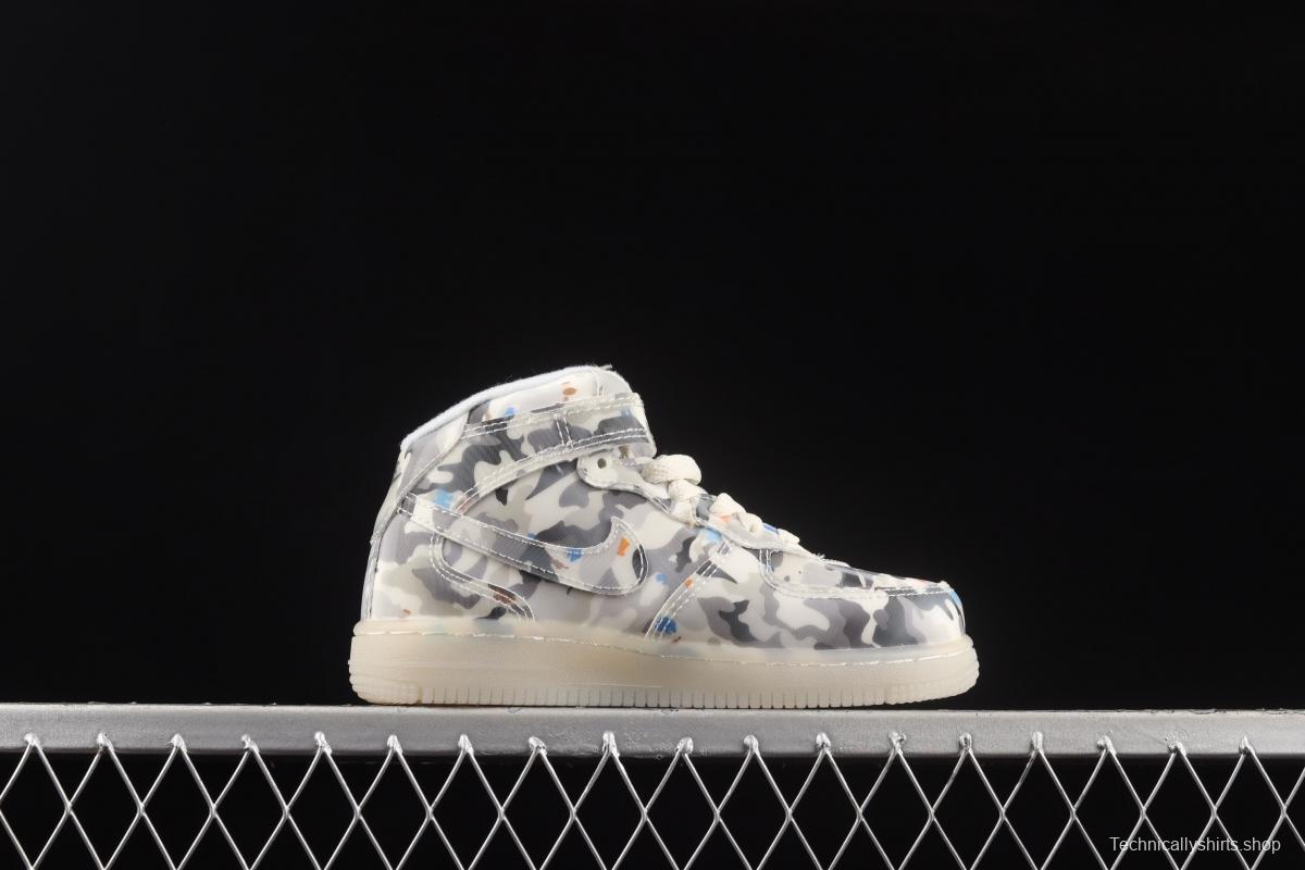 NIKE Air Force 1: 07 Mid WB dazzling ribbon lamp state size Kids 314197-9800