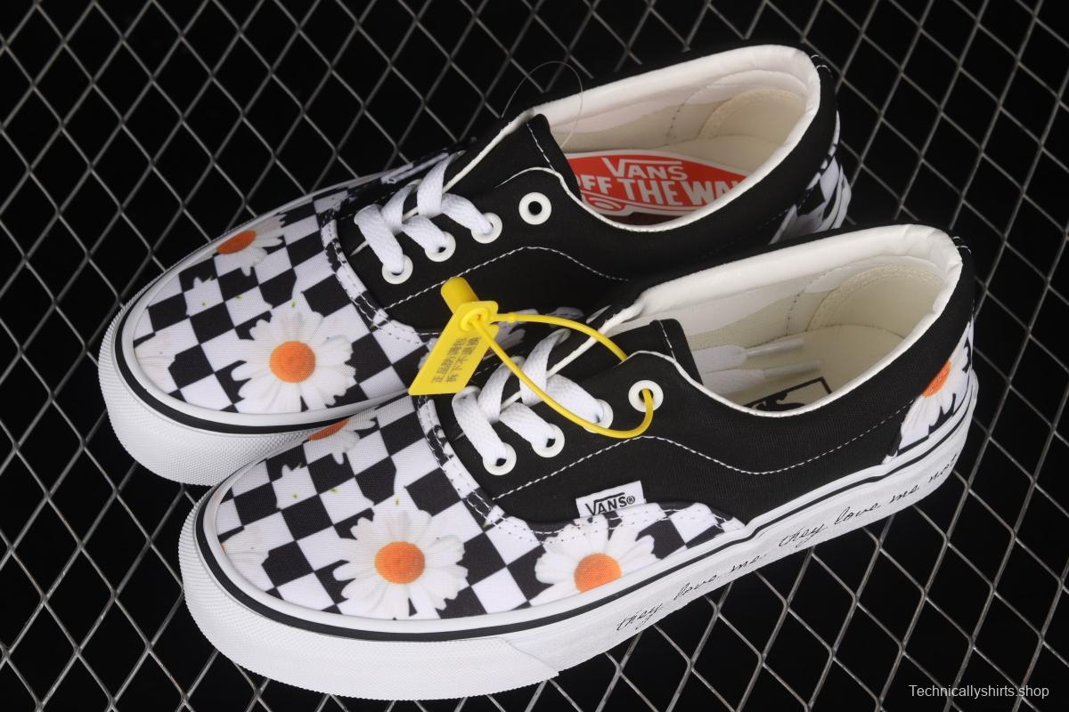 Vans Era black checkerboard daisies low upper canvas shoes VN0A5KX5B0B