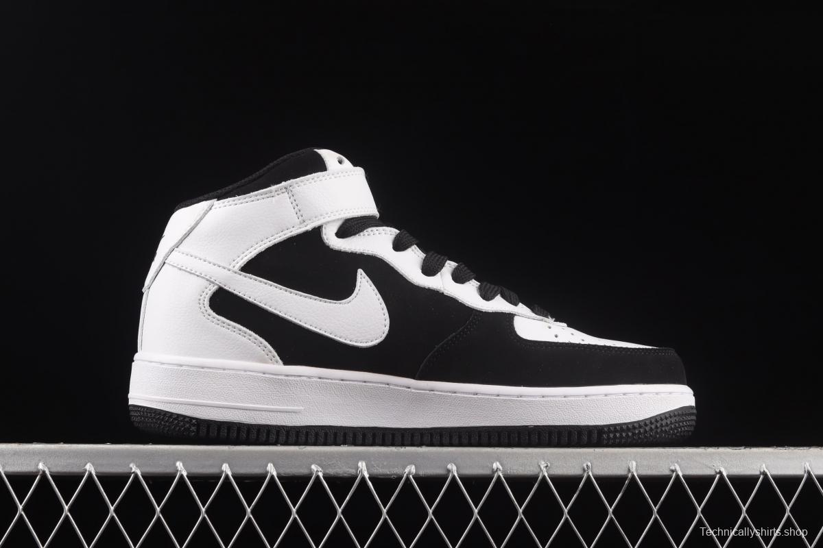 NIKE Air Force 1' 07 Mid suede black and white panda medium top casual board shoes YH2293-033