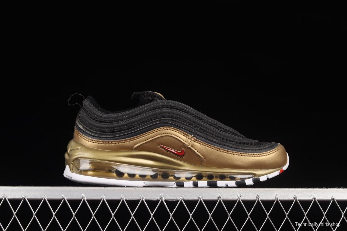 NIKE Air Max 97 SE bullet black gold matching air cushion running shoes AQ4137-200