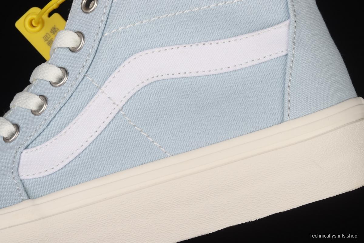 Vans Sk8-Hi environmental protection series light blue high-top canvas casual shoes VN0A4U169FR