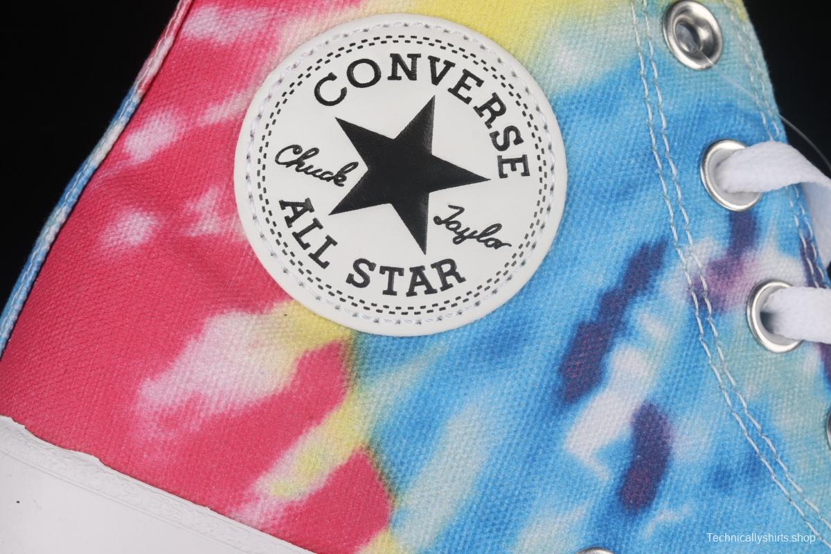 Converse All Star Lugged tie-dye canvas shoes with thick soles and high uppers 572461C