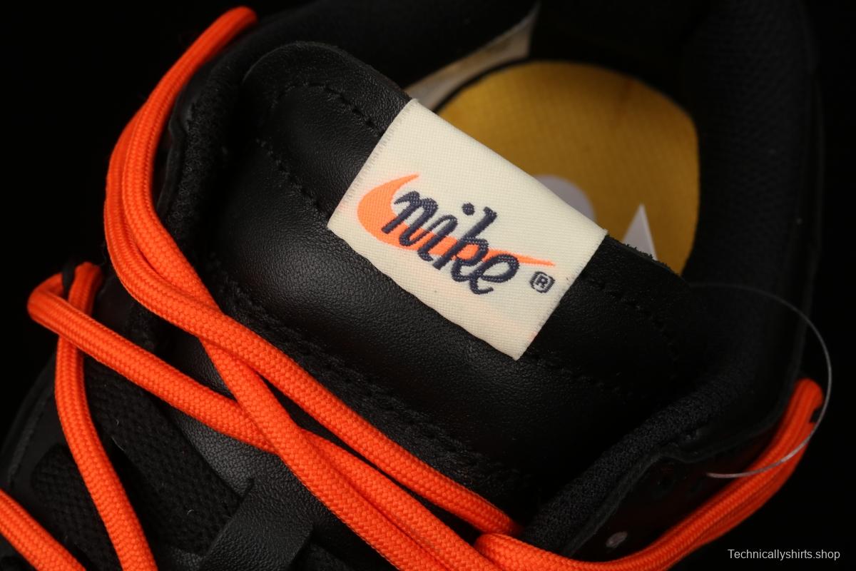 OFF-White x Futura x Nike DUNK Low Black Orange Tripartite name Black Orange Deconstruction Board shoes CT0856-005X