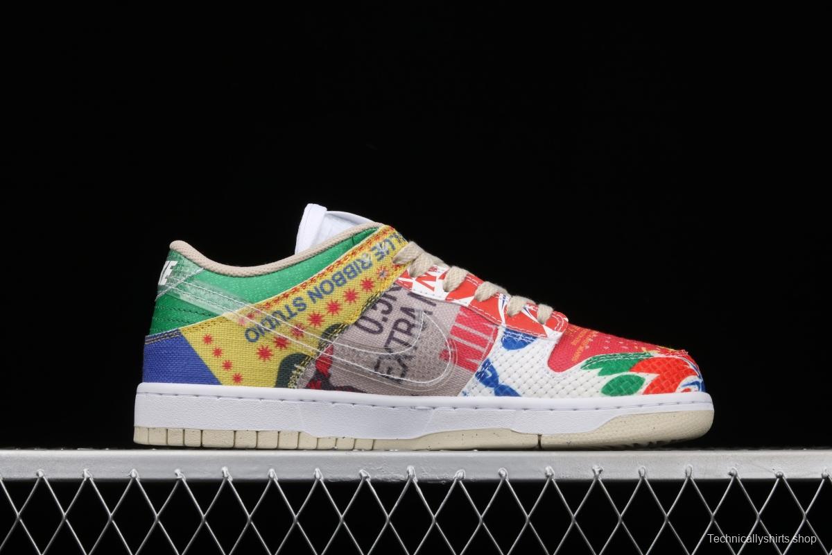 NIKE SB DUNK Low SP city supermarket jointly named color bazaar leisure skateboard shoes DA6125-900