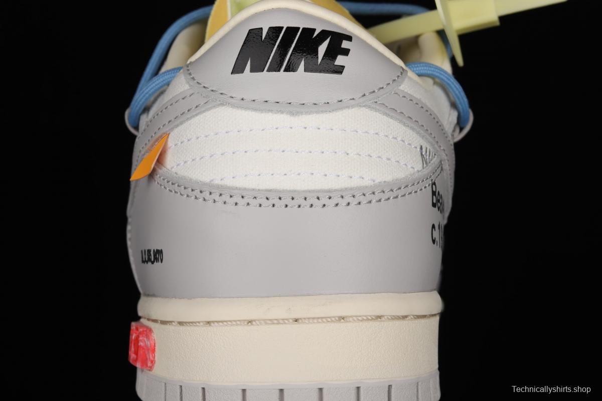 OFF-White x NIKE DUNK Low 04 of 50 OW white gray leisure sports skateboard shoes DM1602-113