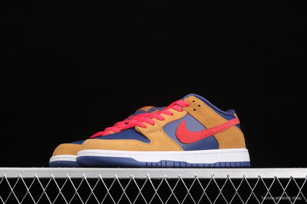 NIKE SB DUNK Low SB shredded backboard dark brown white and yellow color matching fashion leisure board shoes BQ6817-700