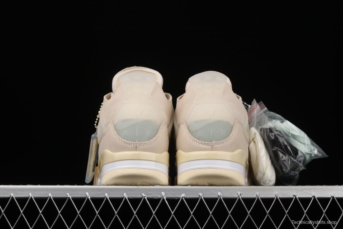 OFF-White x Air Jordan 4 Retro Cream/Sail help retro leisure sports culture basketball shoes CV9388-100