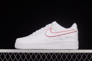 NIKE Air Force 1'07 Low White Red Low Top Sports Casual Sneakers DQ0791-100