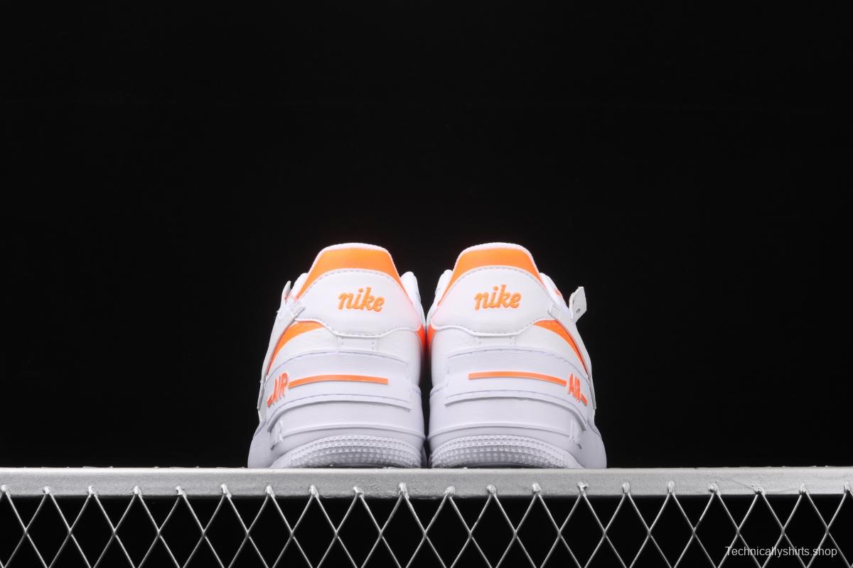 NIKE Air Force 1 ShAdidasow White Orange Light weight heightened low side White Board shoes CI0919-103