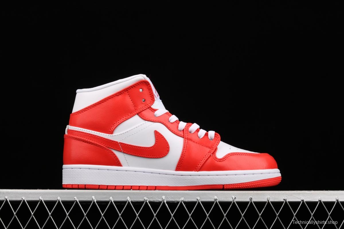 Air Jordan 1 Mid White Orange Zhongbang Leisure Sports Board shoes BQ6472-116