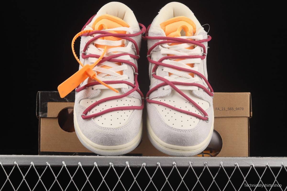 OFF-White x NIKE DUNK Low OW white gray leisure sports skateboard shoes DJ0950-114,