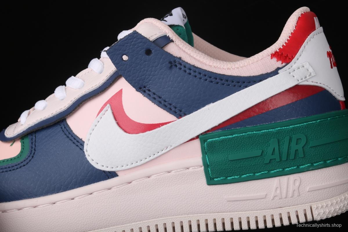 NIKE Air Force 1 ShAdidasow blue, pink and green light weight heightened low-top white board shoes CI0919-400