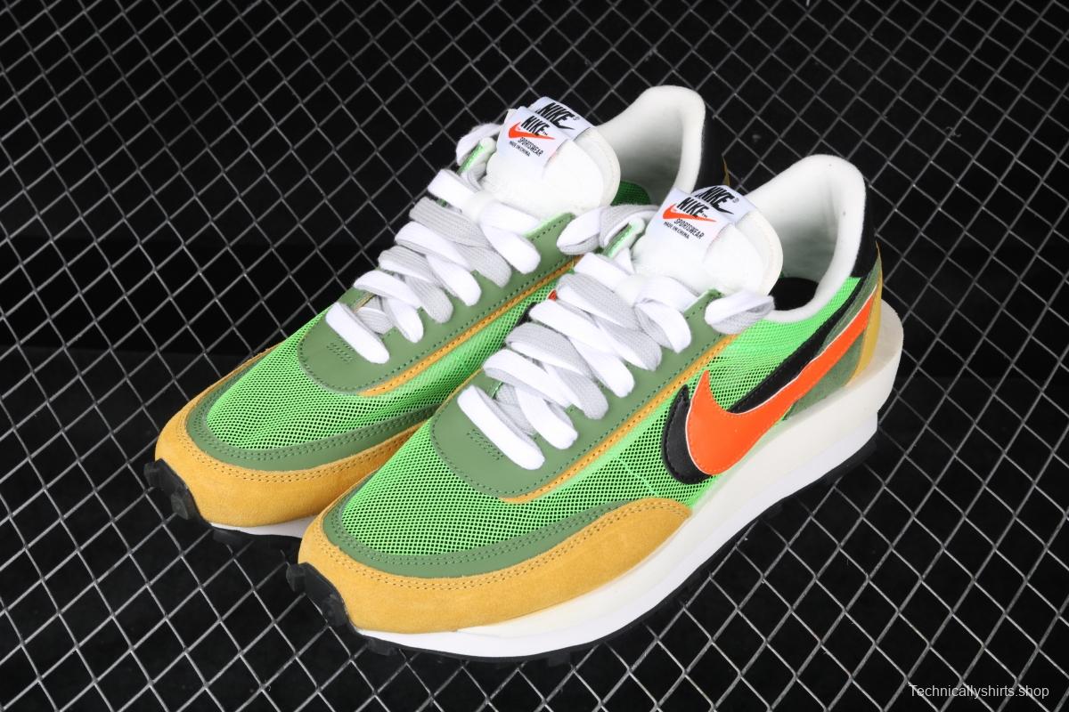 Sacai x NIKE LVD Waffle Daybreak co-signed catwalk style net gauze leather splicing double hook Swoosh running shoes BV0073-300