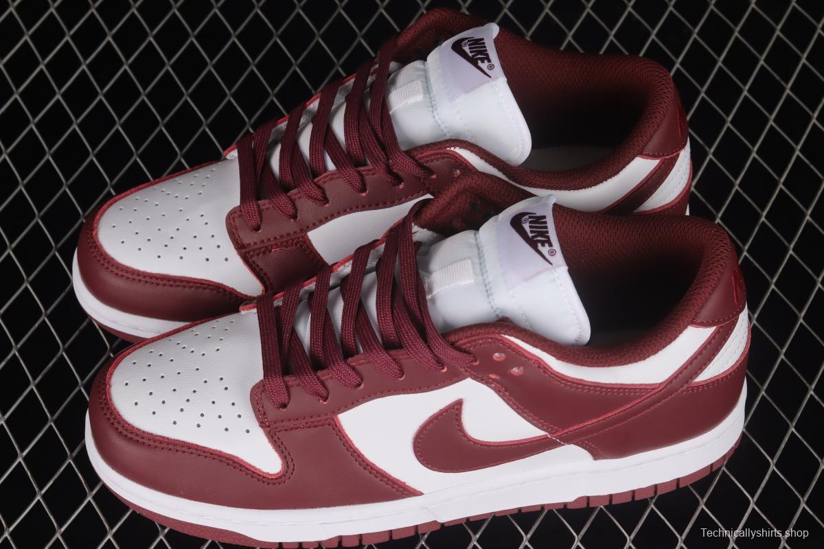 NIKE SB DUNK Low Prm wine red and white color matching SB buckle broken rebound fashion casual shoes DD1503-108