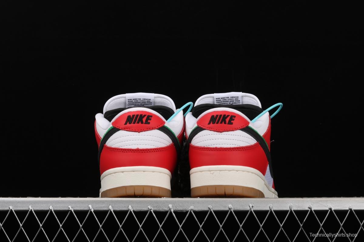 Frame Skate x NIKE SB DUNK Low Habibi white and red double hook dunk series retro low side leisure sports skateboard shoes CT2550-600