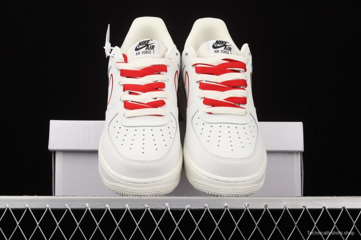 NIKE Air Force 1x07 Low rice white red electric embroidery hook low-top casual board shoes CL6326-108