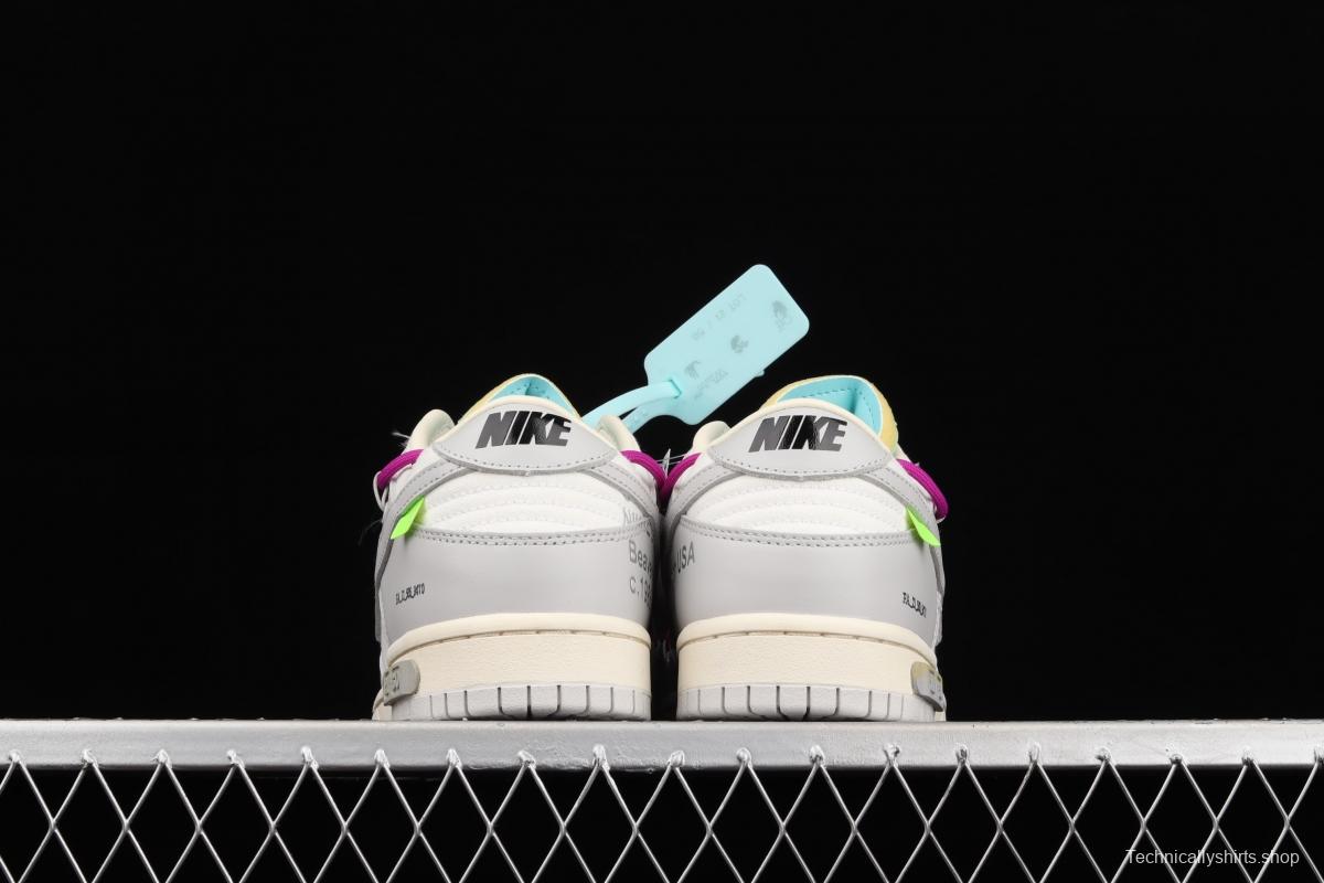 OFF-White x NIKE DUNK Low 04 of 50 OW white gray leisure sports skateboard shoes DM1602-100