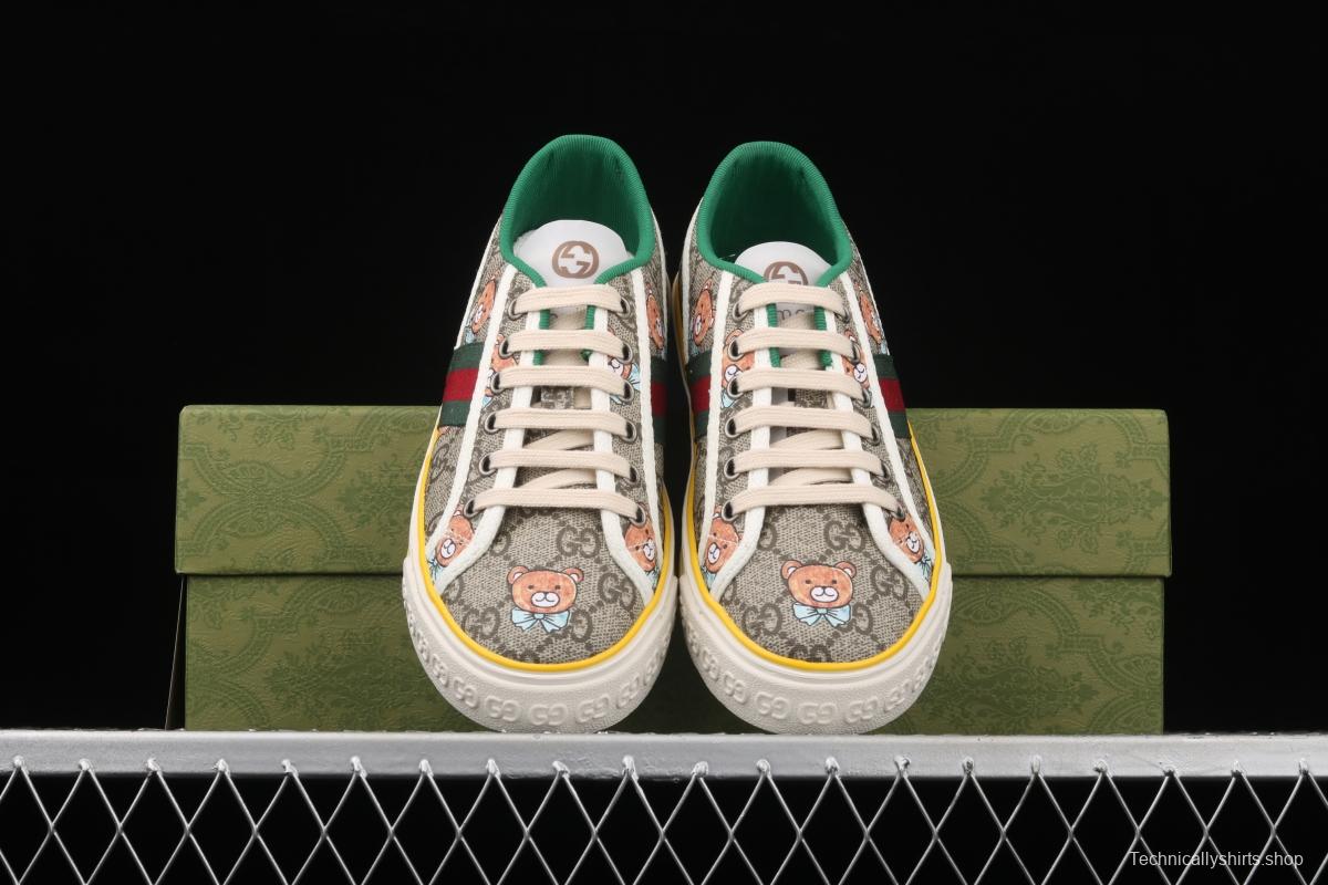 Gucci Tennis 1977 Print Sneaker canvas bear printed retro leisure sports board shoes