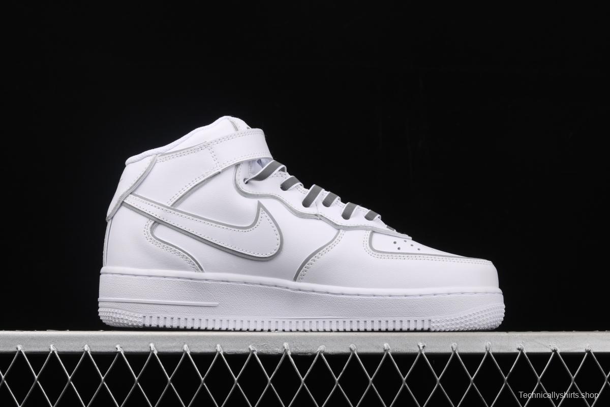 NIKE Air Force 1x 07 Mid laser white 3M reflective medium side leisure sports board shoes 369733-809