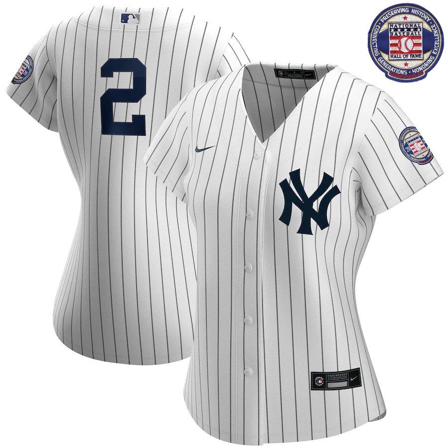 Women's Derek Jeter White&amp;Navy 2020 Hall of Fame Induction Team Jersey