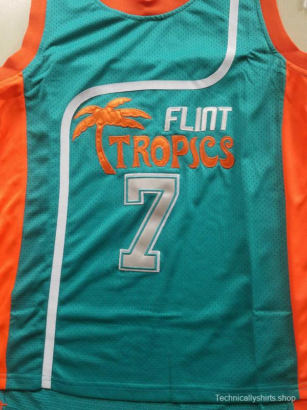 Flint Tropics 7 Coffee Black Basketball Jersey Semi Pro Team New