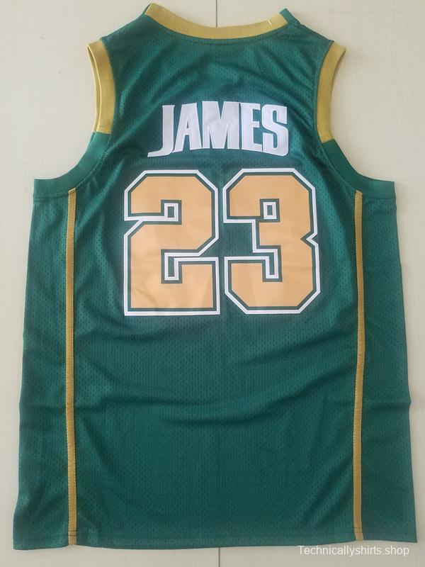 LeBron James 23 Irish High School Green Basketball Jersey