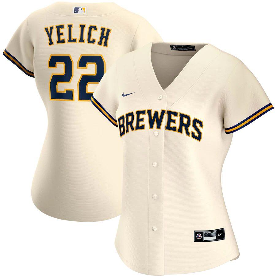 Women's Christian Yelich Cream Home 2020 Player Team Jersey