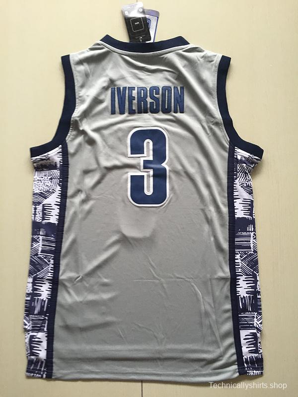 Allen Iverson 3 Hoyas College Gray Basketball Jersey