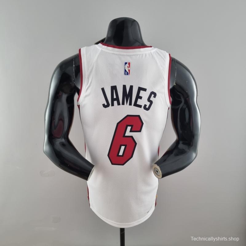 75th Anniversary Miami Heat JAMES #6 White NBA Jersey