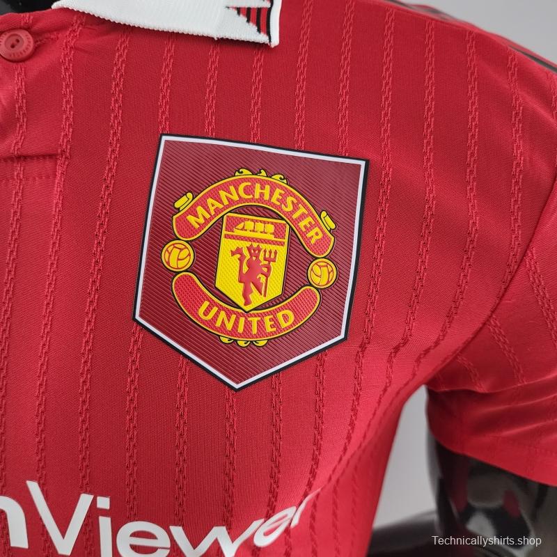 Player Version 22/23 Manchester United Home  Soccer Jersey