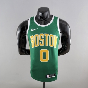 Boston Celtics Tatum #0 Green Gold NBA Jersey