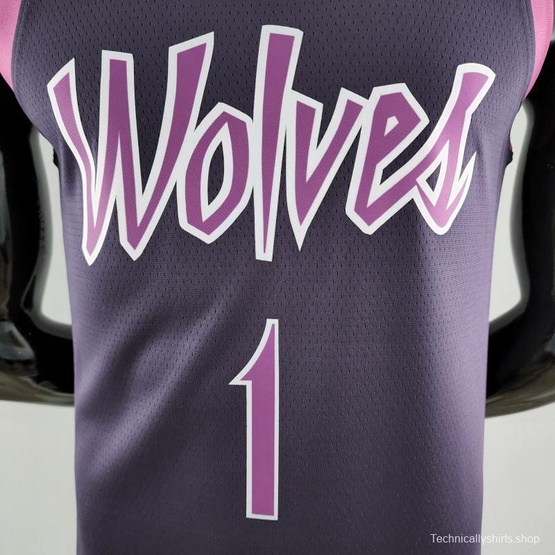 Minnesota Timberwolves EOWAROS#1 Black And Purple NBA Jersey