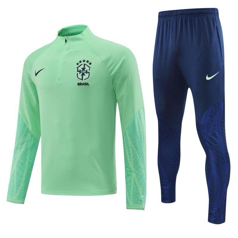 2022 Brazil Green Half Zipper Tracksuit