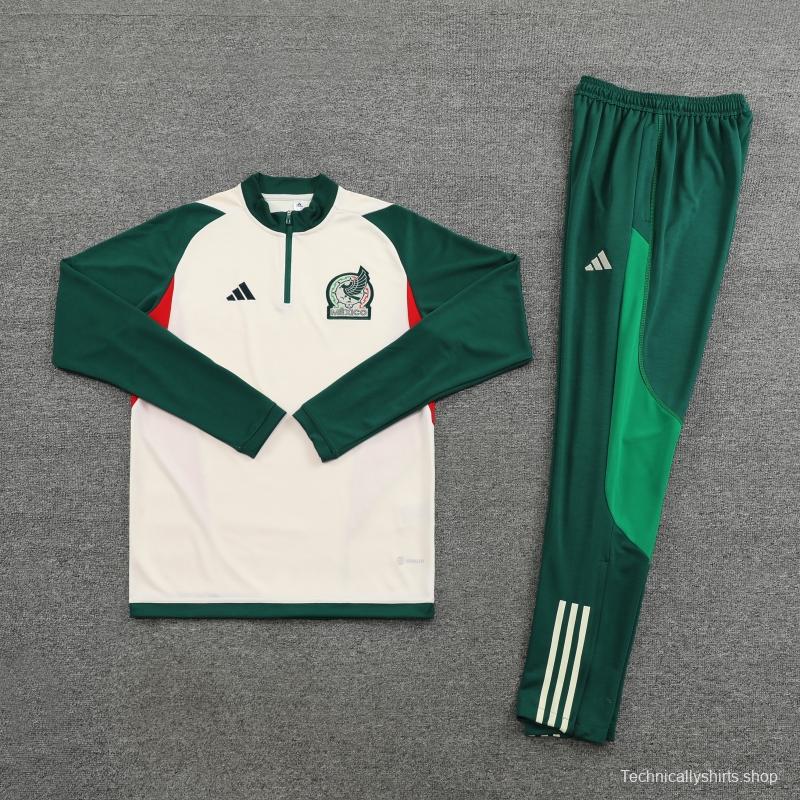 2022 Mexico White/Green Full Zipper Tracksuit