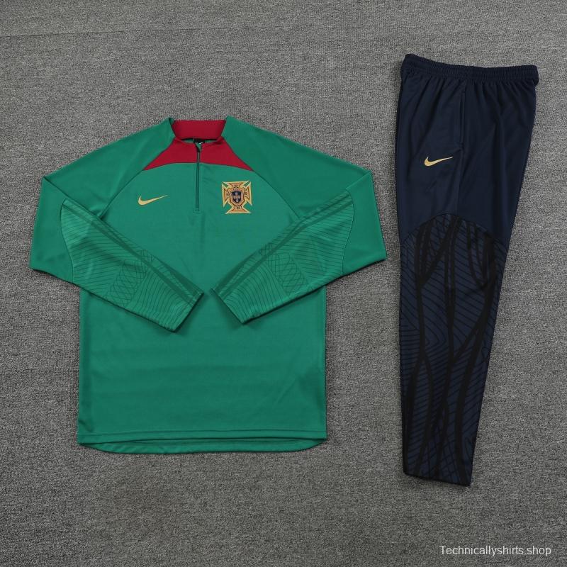 2022 Portugal Half Zipper Green Tracksuit