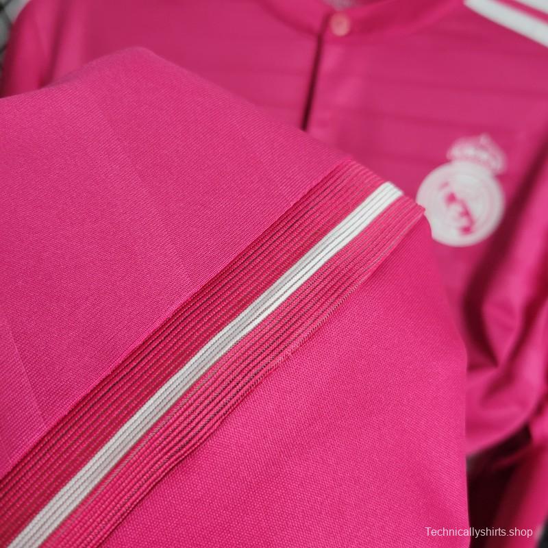 Retro 14-15 Long Sleeve Real Madrid Away Pink Jersey