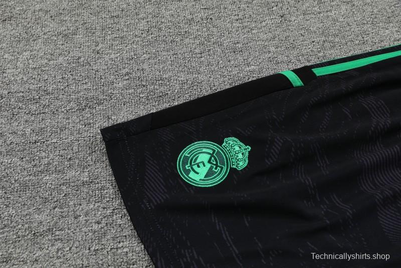 23-24 Real Madrid Black Green Pattern Short Sleeve+Shorts