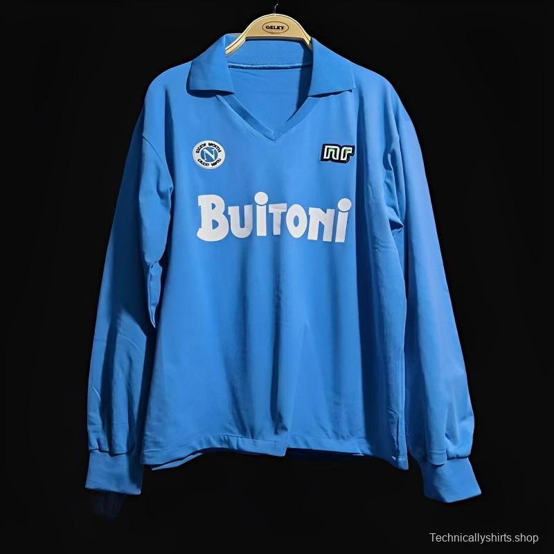 Retro Napoli 87/88 Home Long Sleeve Soccer Jersey