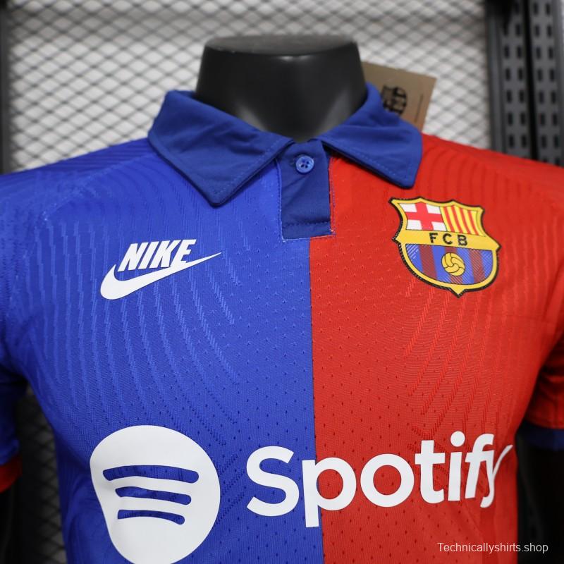 Player Version Barcelona Blue Red Jersey