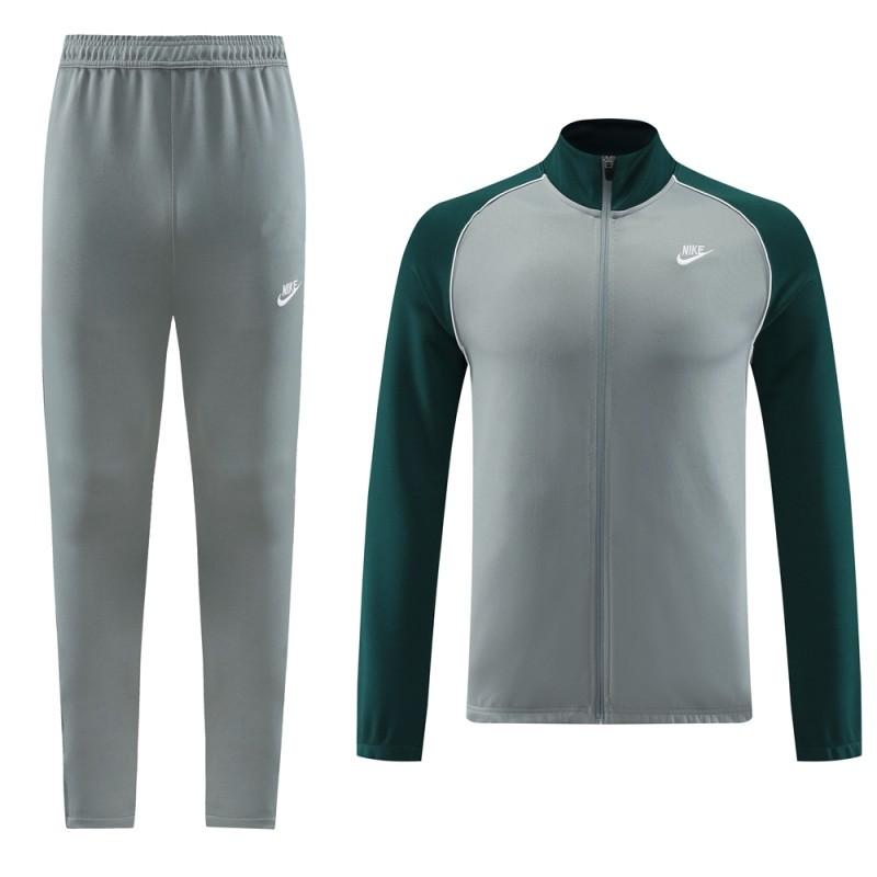 2023 NIKE Grey/Dark Green Hoodie Full Zipper Jacket +Pants