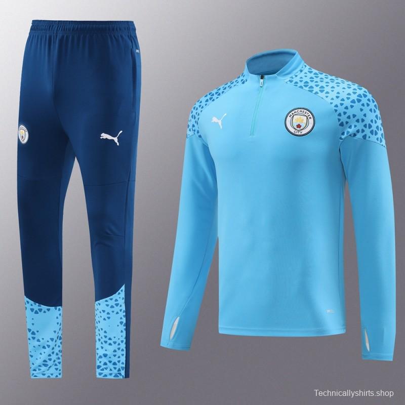 23/24 Manchester City Blue Half Zipper Jacket+Pants