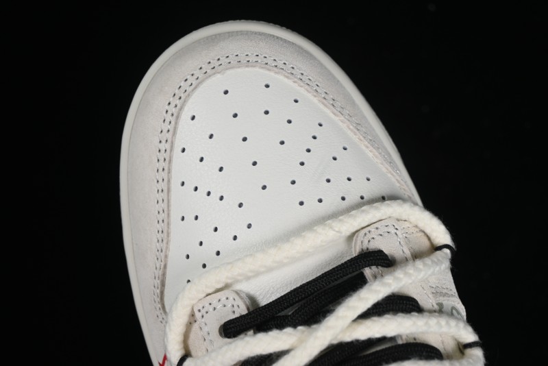 Nike SB Dunk Low LV Collaboration Anniversary Customized Sneakers in Off-White Black Swoosh Triple Floral - SJ2068-235
