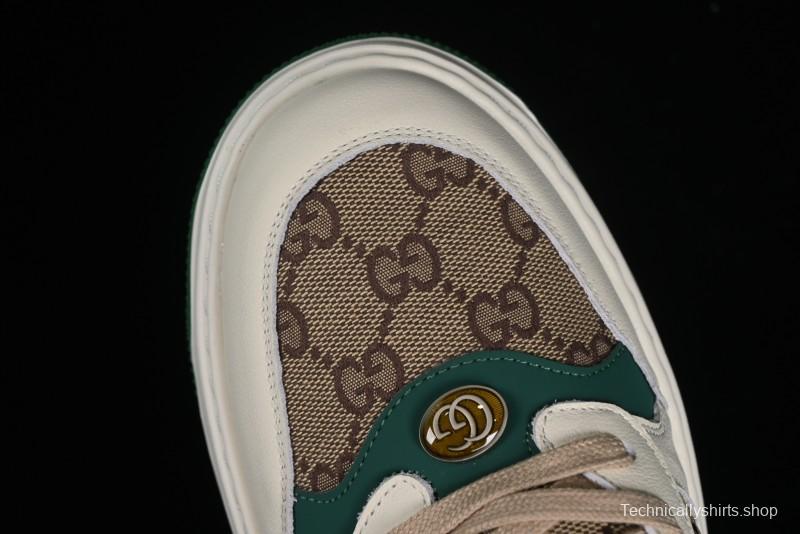Gucci Chunky B Screener GG Casual Sneakers in Beige and Ebony GG Canvas with Leather Trim - 9Y9209666