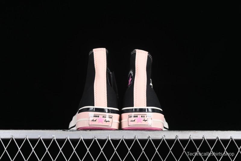 Converse Chuck 70s High Top Canvas Sneakers with Chain Accents in Black & Pink - A09539C