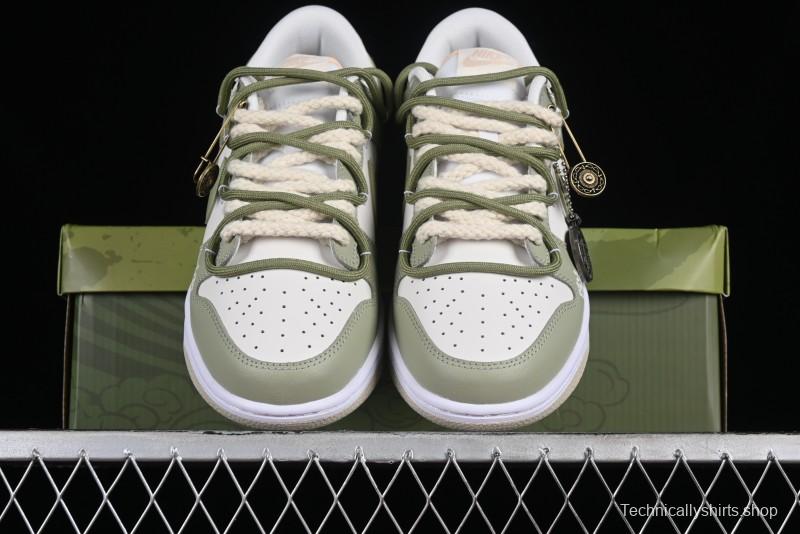 Nike Dunk Low SB Casual Sneakers with Deconstructed Laces and Dragon Well Tea-Inspired Design - DV0831-003